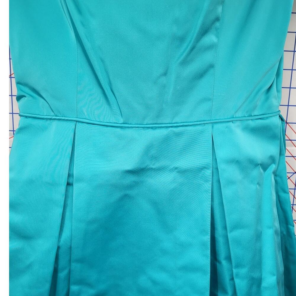 Vintage 50s 60s Satin Blue Boatneck Cocktail Dress Elegant Timeless Style - Picture 10 of 16